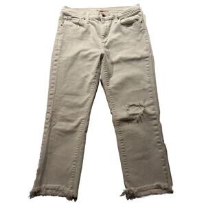 Levi’s 724 Jeans Womens 31 32x24 High Rise Straight Raw Hem Zip White 5 Pocket